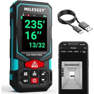 MiLESEEY Metro Laser 100M, Misuratore Laser Ricaricabile Multifunzionale con Sensore di Inclinazione Digitale, Precisione di ±2 mm, Connettività App, Display IPS da 2,4", Batteria Inclusa