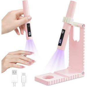 flintronic Mini Lampada UV LED Unghie, 3W Lampada UV Unghie Piccola Senza Fili, con Supporto, 2 Timer 30/60S, Ricaricabile USB Sciugatura Rapida