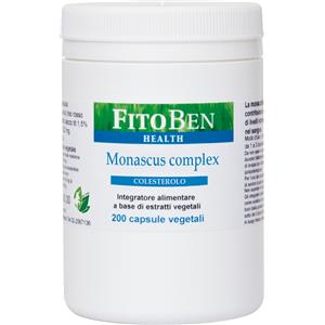 FITOBEN Monascus Complex - Integratore alimentare in 200 capsule per il colesterolo e trigliceridi