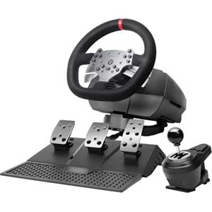 Mars Gaming MWH-RSX, Volante SimRacing Con Force Feedback e Doppio Motore, Set 3 Pedali Resistenza Progressiva, Leva del Cambio a H e 12 Marce, 14 Pulsanti Personalizzabili, PC/PS4/Xbox Series X|S