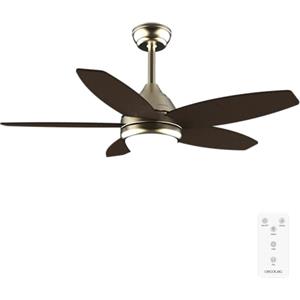 Cecotec - Ventilatore da Soffitto con Luce EnergySilence Aero 4200 GoldDarkWood - 53W, Diametro 42", Luce LED 15W in 3 Tonalità, Telecomando, Timer Selezionabile, 3 Velocità e 5 Pale