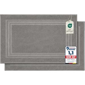 Komfortec - Set di 2 Tappetini da Bagno, Tappetini in Spugna per Doccia, Lavabili, Assorbenti e a Rapida Asciugatura - 600 g/m², 100% Cotone, 50x70 cm, Argento