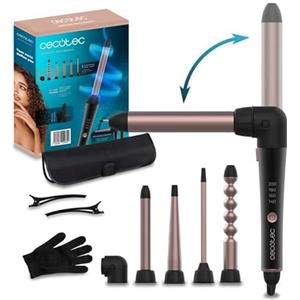 Cecotec Ferro Arricciacapelli Multitesta SurfCare MultiWaves. Testina speciale 90º, 5 Testine, Rivestimento ceramico, Temperatura regolabile, 140 a 200º, Guanto termico, Custodia, 2 Clip