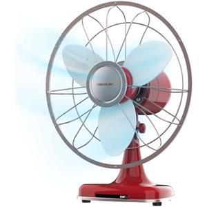 Cecotec - Ventilatore da tavolo EnergySilence 1090 RetroDesk Design. 40 W di potenza, 12 pollici, Design unico ed elegante, 3 pale aerodinamiche, 3 velocità, Oscillazione 80º, Inclinazione regolabile