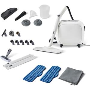 Amazon Basics Pulitore a Vapore Multifunzione con 22 Accessori, Serbatoio da 1,5L, 1500W, Bianco