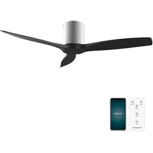 Cecotec - Ventilatori da Soffitto EnergySilence Aero 5500 Aqua IronBlack Connected - 40 W, Diametro 132 cm, Wi-Fi, Protezione IP44, Timer 8 Ore, 3 Pale, 6 Velocità, Estate/Inverno