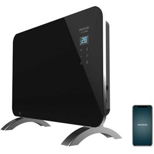 Cecotec Radiatore Elettrico Basso Consumo Pronto Caldo 6670 Cristallo Connessione Con Wifi, 1000 W, Termostato Regolabile, Timer, Piedistallo, Protezione Surriscaldamento, Silenzioso, Nero