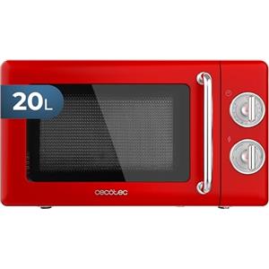Cecotec Forno a Microonde Meccanico da 20 L Proclean 3010 Retro Red. 700 W in 6 livelli, timer fino a 30 minuti, modalità sbrinamento, design vintage in rosso, finiture in acciaio