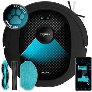 Cecotec Robot Aspirapolvere Conga 8490 Ultimate Ultra Power. Navigazione Laser, APP Pulizia 4in1, Spazza, Aspira, Lava e Passa la Mopa, 7000 Pa, Fino a 170 Min Autonomia, Spazzola Centrale in Silicone
