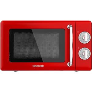 Cecotec Microonde Meccanico con griglia da 20 L Proclean 3110 Retro Red. 700 W in 6 livelli, timer fino a 30 minuti, modalità sbrinamento, design vintage in rosso, finiture in acciaio