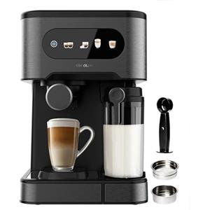 Cecotec Macchina Caffè Espresso Power Espresso 20 ColdBrew Latte+. 1350W, 20Bar, ColdBrew, Schermo Touch Color, Serbatoio Acqua 1.5L, 500ml Latte, Acciaio Scuro, Scaldatazze, Doppio Braccio