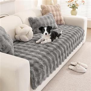 Royhom Felpato Copridivano per Divano in Pelle, Telo Copridivano Modulare, Copri Divano Angolare, Morbidissima, Antiscivolo, per Divano, Tappeto, Davanzale (Grigio, 90 x 120 cm)