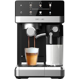 Cecotec Macchina Espresso Power Espresso 20 Touch & Cream Pastiglie Decalcificanti. 1350W, 20Bar, Display Touch Ricettario, Schiumatore, Thermoblock, Serbatoio Latte 500ml, Acqua 1.8L, Autopulizia