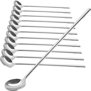 COM-FOUR® Set di 12 Cucchiai Con Manico Lungo - Per Latte Macchiato, Gelato e Caffè (17 cm)