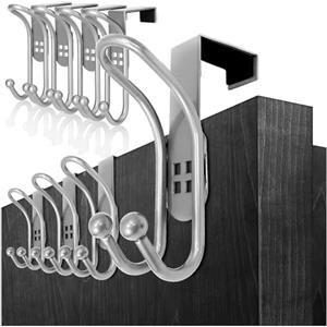 com-four® 8x Ganci per Porte - Ganci Appendiabiti Doppi con Protezione in Schiuma per Ante di Camere e Armadi - Ganci Appendiabiti per Appendere Senza Forare - Porta Asciugamani e Giacca