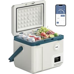 Outsunny Frigorifero Portatile per Auto 19L con Compressore, Mini Frigo Elettrico Anti-Shock, Controllo APP, Apribottiglie, 12V/24V/240V, -20°C a 20°C, per Campeggio Camion Barca Camper Casa