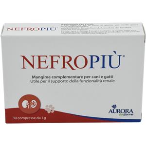 Aurora Biofarma Nefropiù - Mangime Complementare per Cani e Gatti, Supporto della Funzionalità Renale, 30 Compresse