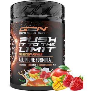 GEN GERMAN ELITE NUTRITION Push it to the Limit - Pre-Allenamento con L-Arginina + Citrullina + L-Tirosina + L-Teanina + L-Carnitina + AAKG + Taurina + Radice di Rosa Rhodiola + Caffeina - Dose elevata - 360 g - Mango Fragola