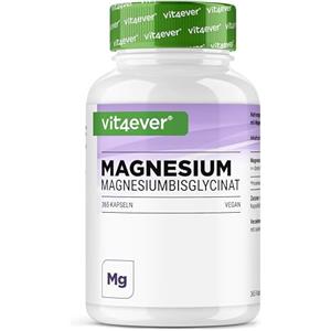 Vit4ever Magnesiobisglicinato - 365 Capsule - 300 mg di Magnesio Elementare per Dose giornaliera - Premium: Magnesio Chelato - Vegano - Ad Alto Dosaggio
