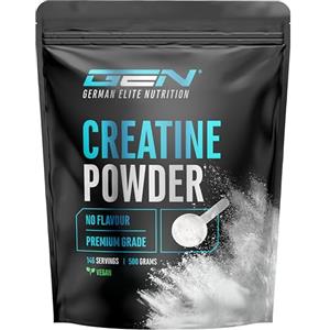 GEN GERMAN ELITE NUTRITION Creatina Monoidrato in Polvere 500 g - Creatina Monoidrato microfine, molto solubile e ad alto dosaggio - Senza additivi inutili - Vegano
