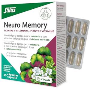 Salus Neuro Memory Integratore per Memoria e Concentrazione con Ginkgo Biloba, Bacopa e Vitamine B, Supporto Funzioni Cognitive e Sistema Nervoso - 30 Capsule