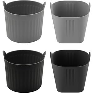 VIVIIHOO 4 Stampelle per Muffin in Silicone per Airfryer, Formine Riusabili per Muffin Senza BPA, Mini Forme per Muffin per Friggitrici ad Aria Calda, Forno, Microonde, Grigio e Nero