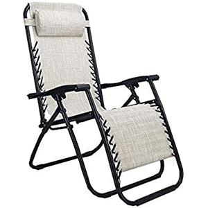 Totò Piccinni Sedia GRAVITY gravità Zero Sdraio da Giardino Poltrona Relax Pieghevole Salvaspazio Reclinabile Tessuto in Textilene (Beige)