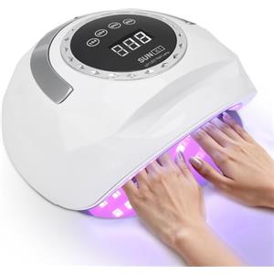 VeftBltrem Lampada UV per unghie in gel, 268 W, con 72 perline, 4 impostazioni timer, sensore auto con luce manuale, display digitale, lampada LED per salone e casa