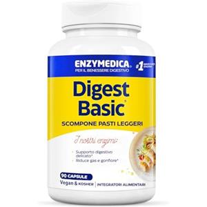 Enzymedica, Digest Basic, Integratore Alimentari con Enzimi Digestivi, Indicato per Irregolarità e Gonfiore Addominale, Gluten Free, Senza Lattosio, 90 Capsule