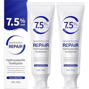 WANFAER 2 Pezzi di Dentifricio con Idrossiapatite, Dentifrici per la Cura dello Smalto con Idrossiapatite, Formula Senza Fluoro con Menta Delicata, per Denti Sensibili, Alito Fresco di Lunga Durata