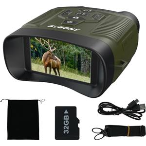 Svbony 4K Binocolo Visione Notturna, 8X Zoom Digitale Goggles di Visione Notturna, 5000mAh Batteria Ampio Schermo 3'' Binoculare Visione Notturna, 32GB Scheda Osservare Fauna Selvatica Cacciare