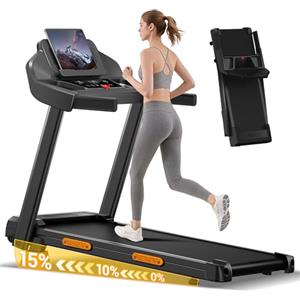 CURSOR FITNESS CURSOR Tapis Roulant Salvaspazio con Inclinazione 15%, Tapis Roulant Elettrico 12KM/H, Tapirulan Pieghevole da Casa con Motore da 3.0 HP e Display LED, Carico Massimo 136KG