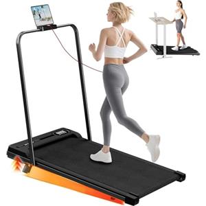 HOMEFITNESSCODE Tapis Roulant Elettrico Salvaspazio 7%, 3 IN 1 Walking Pad Pieghevole, 2.5CV Tapis Roulant Con Inclinazione(Nero brillante)