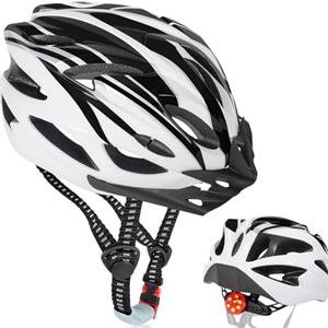 NXPZ Casco Bici Adulti per Uomo e Donna, con Luci LED (3 Modalità), Leggero, Regolabile, Visiera Rimovibile, per Mountain Bike e Strada, Design Elegante, 58-62 cm
