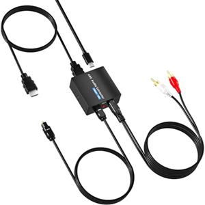 AMANKA Convertitore Audio HDMI ARC 192KHz - Splitter Audio con Uscite SPDIF/Coassiale + 3,5mm AUX/RCA + Ottico,Cavo HDMI Incluso,Compatibile con Blu-ray e Soundbar