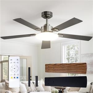 Passky Ventilatore a soffitto con luce silenzioso 132cm, Comando a distanza, Motore CC, 3 regolazioni di colore, Funzione estate-inverno, 6 velocità, Temporizzatore, Interno/esterno, Nero