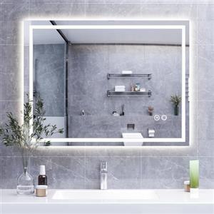 HySail Specchio Bagno con Luce LED, Specchio in Argento HD 5 mm, 3 Temperature di Colore e Luminosità Regolabile, Specchio LED da Parete con Interruttore Touch, Anti-Appannamento