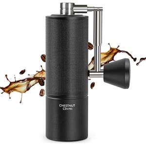 TIMEMORE Chestnut C3s PRO, macinacaffè Manuale, Corpo Interamente in Metallo Integrato, bava conica S2C in Acciaio Inox, Impugnatura Pieghevole, per caffè Espresso o French Press, Nero