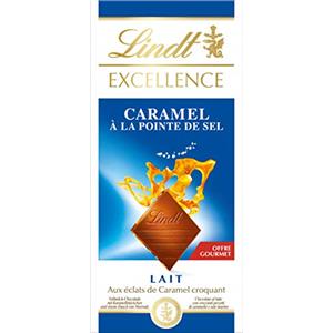 Lindt - Tavoletta ECCELLENCE Latte Caramello Fiore di Sale - Cioccolato al latte, 100 g