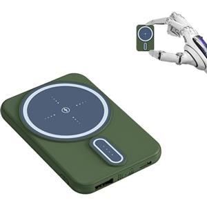 Yarvoney Power Bank Wireless 10000mAh, Mini Batteria Esterna 22,5 W, Ultra Sottile & Leggero Ricarica Rapida Magnetico Powerbank per iPhone Samsung Huawei Xiaomi Tablets Gilet Riscaldato ecc (Verde)