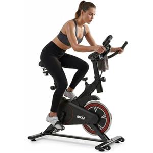 BAKAJI Spinning Bike Cyclette da Casa Regolabile per Palestra Home Gym Silenziosa con Display per Controllo Tempo, Distanza, Velocità, Calorie, Battito Cardiaco, Bici da Fitness Allenamento Cardio