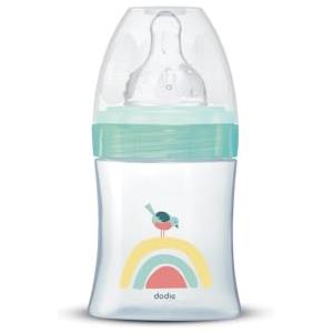 Dodie, Initiation+, Biberon Anticolica, Lagoon / Valentino, Tettarella Rotonda, 3 Fori, Flusso Lento, da 0 a 6 mesi, 150 Ml