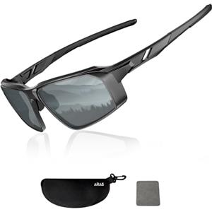 ARAS Occhiali da Sole Polarizzati per Uomo Donna- Protezione UV, Lenti Polarizzate - Accessori per Ciclismo, Tennis, Bici, Moto, Pesca, Escursionismo - Design Leggero con Naselli Regolabili