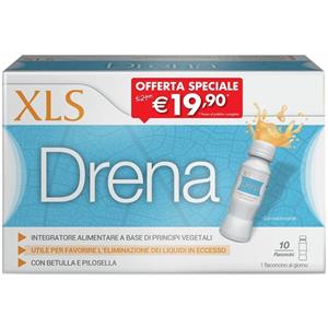 Perrigo XLS Drena - Integratore Drenante con Betulla e Pilosella, 10 Flaconcini da 70 ml per Eliminazione Liquidi in Eccesso
