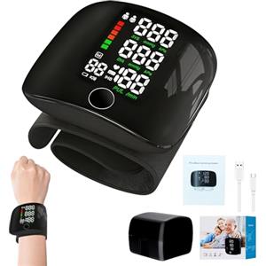 HIULLEN Misuratore di pressione sanguigna da polso, ricaricabile, con ampio display a LED, con trasmissione vocale, memoria di lettura, per adulti anziani a casa o in viaggio