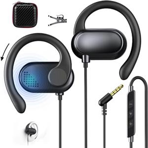 AIAUXAI Open Ear Cuffie Sportivi con Filo Jack 3,5MM Gancio Auricolare Microfono e Controllo Volume Auricolari con Filo per Samsung per iPhone Cellulare Android Laptop per MP4 per PS5 Gaming Ufficio Aereo