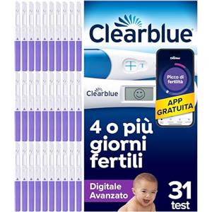 Clearblue 30 Test di Ovulazione Digitali Avanzati e 1 Test di Gravidanza, Aumenta le tue possibilità di rimanere incinta, Rilevazione Rapida, App Tracker ciclo