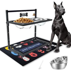 TIDANT Ciotole per cani rialzate, supporto regolabile in altezza con due ciotole per cibo per cani in acciaio inossidabile, ciotole per cani di taglia grande e cani di taglia media (XL)
