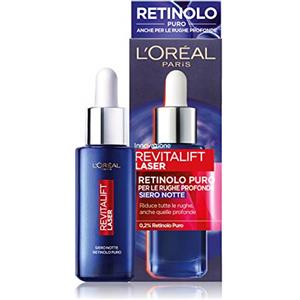 L'Oréal Paris Siero Notte Revitalift Laser X3 con Retinolo Puro - 30 ml, Anti-Rughe e Anti-Età