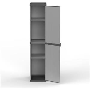 Mongardi: Armadio in resina di PVC e PP, 1 Anta, 3 Ripiani, Facile da Montare, Modular System, Resistente, Adatto ad ambienti Interni ed Esterni, 34L x 40P x 165H cm, Grigio e Nero